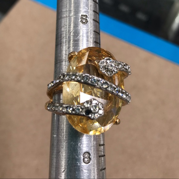 Fashion Ring, sz 6 3/4 gold-tone Lrg Citrine stone, NWOT - Picture 5 of 8